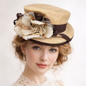 Eggcup Designs neutral‎ lightweight floral Hat NEW